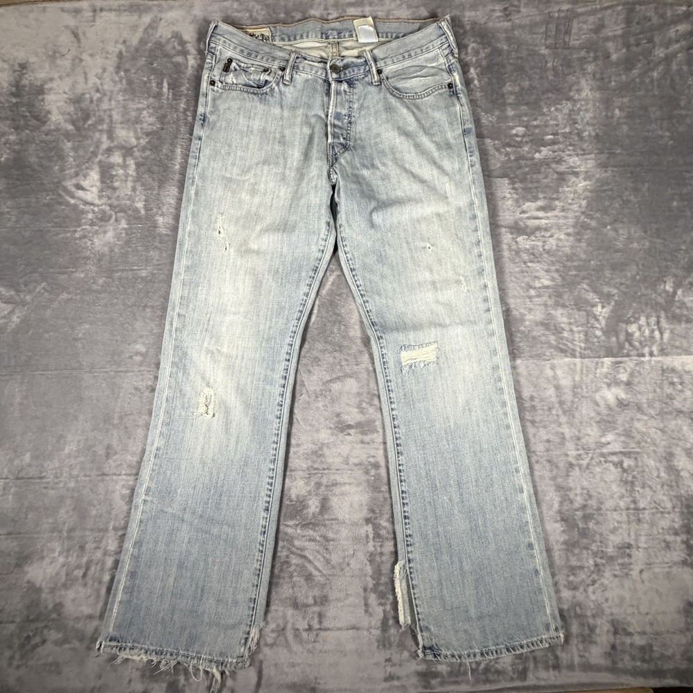 Vtg Abercrombie Fitch Jeans Men 33x34 Fit 36x33 Distressed Thrashed Y2K 90s Boot